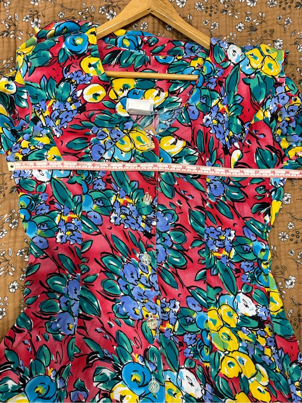 Vintage 80s/90s Mariposa Floral Rayon Mini Dress Square Sailor Collar M/13 - Picture 8 of 11